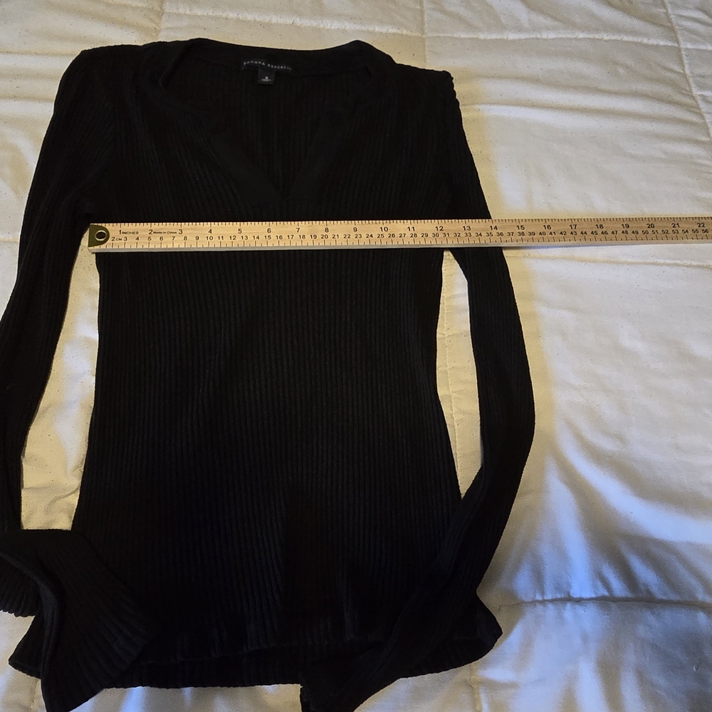 Banana Republic Black Ribbed Knit Top